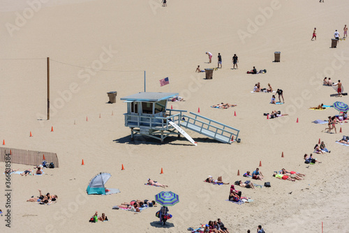 Aerial view on Santa Monica beach 