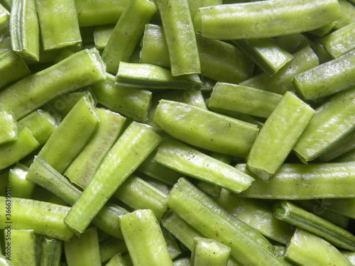 Diced cut green color raw Guar cluster beans