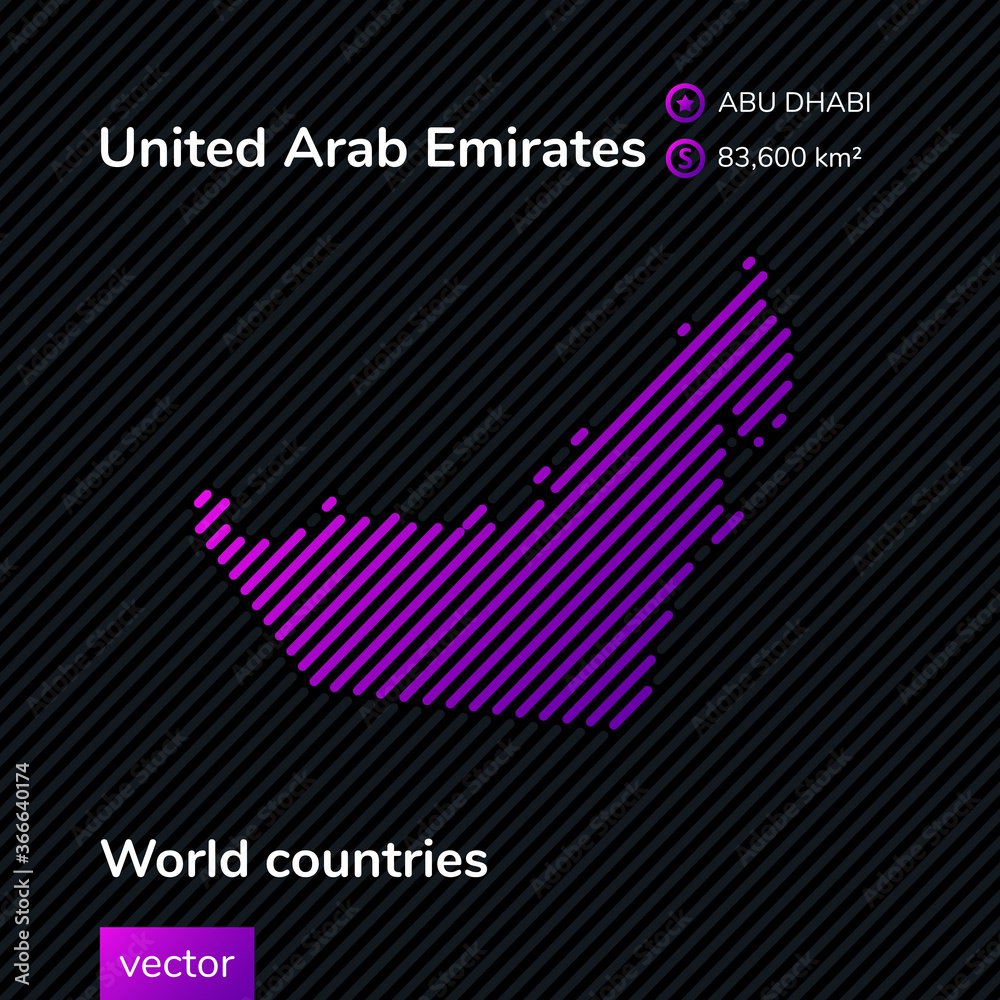 Vector map of United Arab Emirates in violet and black colors