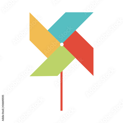 windmill in stick toy object for small children to play, flat style cartoon
