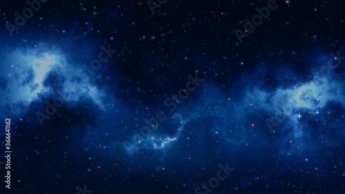 Abstract Dark Blue Nebula Clouds Starry Night Sky Of The Space