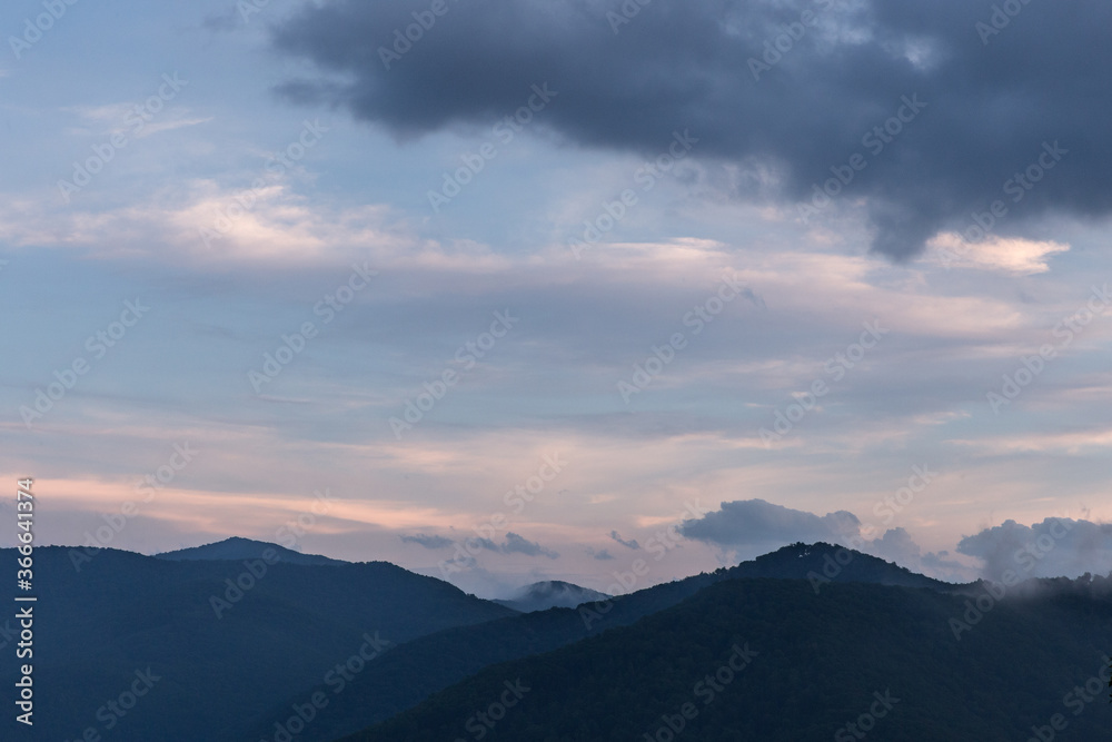 North Carolina mountains at sunset