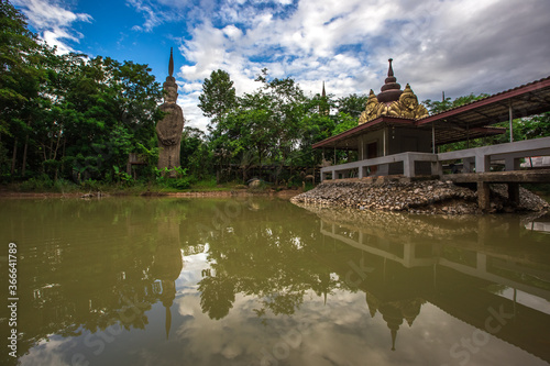 The background of the important religious sites in Nong Khai Province of Thailand (Sala Keo Kou) has Buddha images, statues, sculptures and history for tourists to study while traveling.