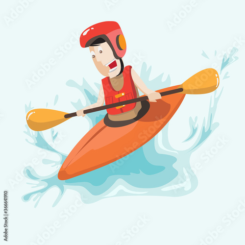 canoeing and kayaking flat vector illustration