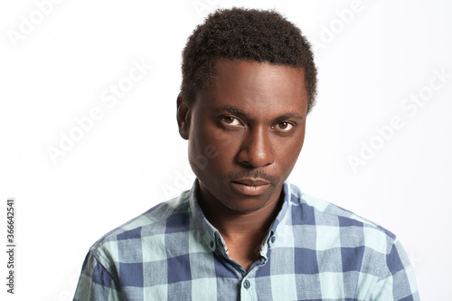 Sad African-American man on...