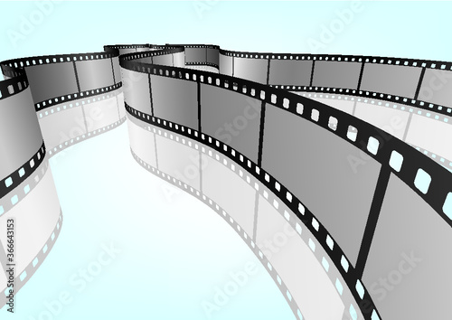 Cinema, movie and photography 35mm film strip template.  Vector 3D elements.