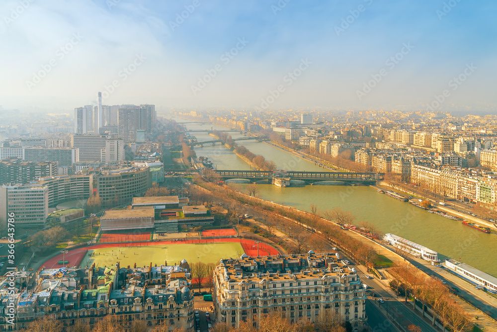 View of Seine river from the Eiffel tower.Paris.France