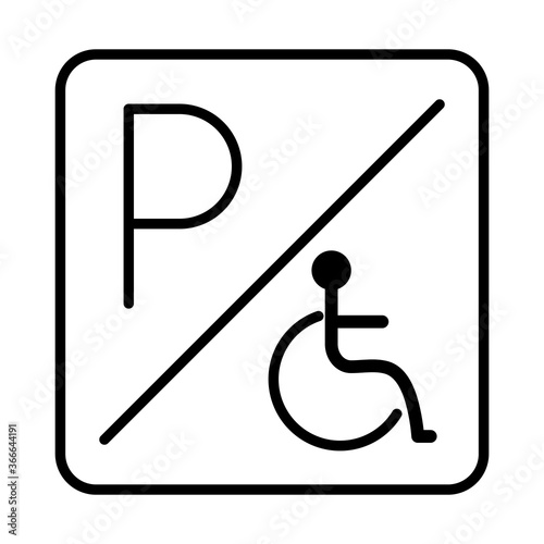 disabled parking sign board line style icon design