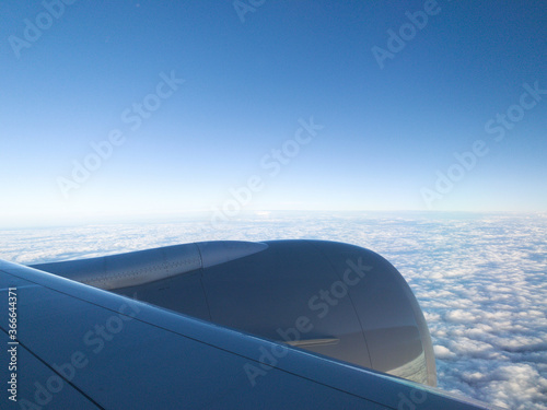 Beautiful landscape view from the window of airplane. 