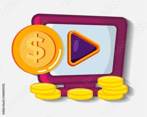 video monetization concept symbol vector illustration 