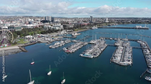 AERIAL Over Recreational Boats Moored In Geelong’s Corio Bay, Australia