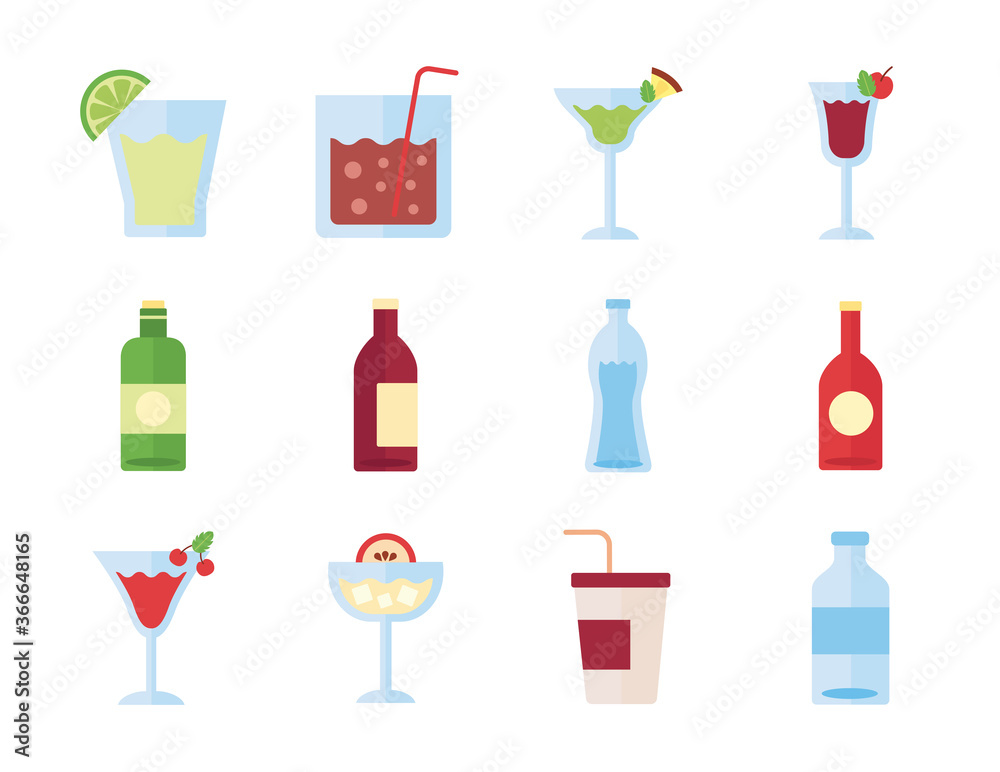 bundle of drinks collection set icons bundle of drinks collection set icons