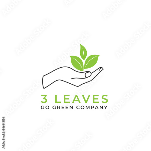 Hand Leaves Nature Environment Green Logo Vector Minimalist