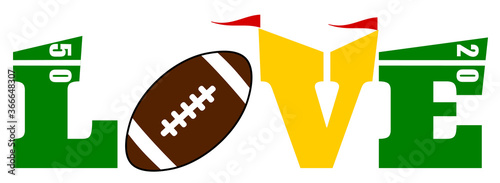 American football love design with goal post