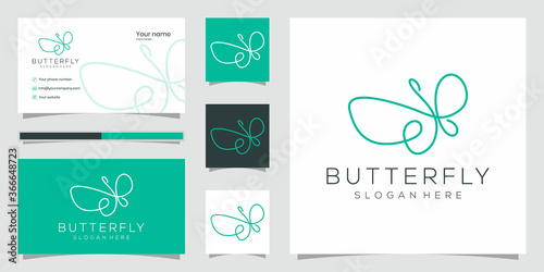 logo in the shape of a minimalist butterfly. beauty, luxury spa style. logo design, and business cards. Premium vectorPrint