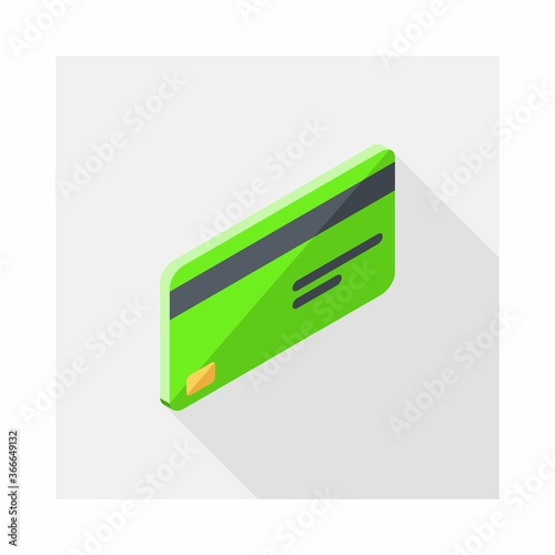 Credit card Green right view icon vector isometric. Flat style vector illustration.