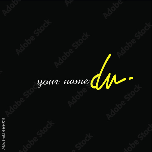 Dw Initial handwriting logo vector