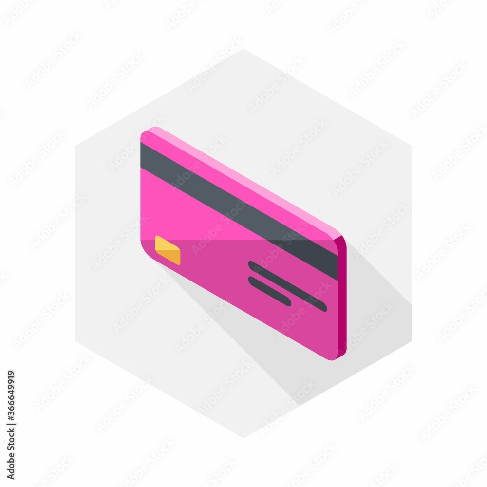Credit card Pink left view icon vector isometric. Flat style vector illustration. Credit card Pink left view icon vector isometric. Flat style vector illustration.