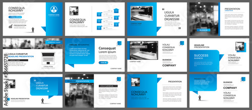 Presentation and slide layout template. Design blue gradient in paper speech shape background. Use for business annual report, flyer, marketing, leaflet, advertising, brochure, modern style.