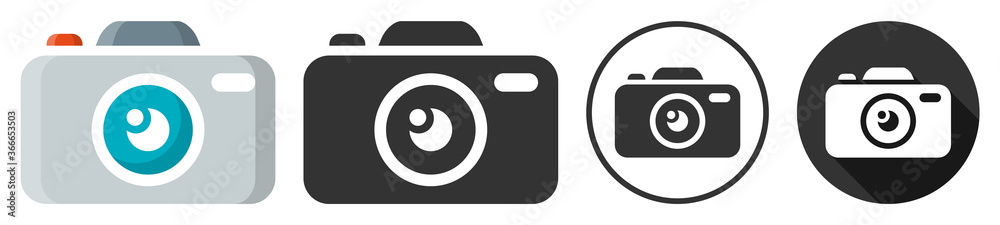 Photo camera icon symbol flat design set collection Photo camera icon symbol flat design set collection