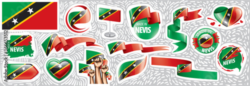Vector set of the national flag of Saint Kitts and Nevis