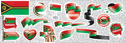 Vector set of the national flag of Vanuatu in various creative designs