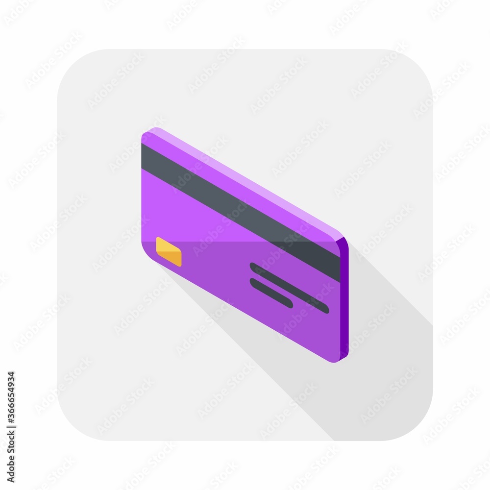 Credit card Purple left view icon vector isometric. Flat style vector illustration. Credit card Purple left view icon vector isometric. Flat style vector illustration.