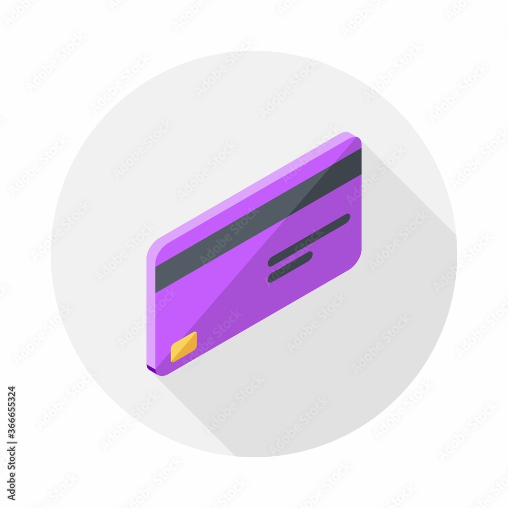 Credit card Purple right view icon vector isometric. Flat style vector illustration. Credit card Purple right view icon vector isometric. Flat style vector illustration.