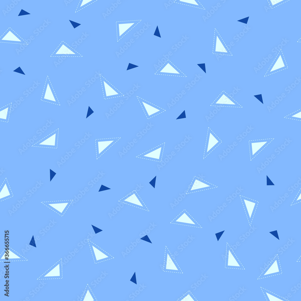 Blue triangles on light blue background seamless vector illustration pattern for fabrics, textiles, nursery, Blue triangles on light blue background seamless vector illustration pattern for fabrics, textiles, nursery,