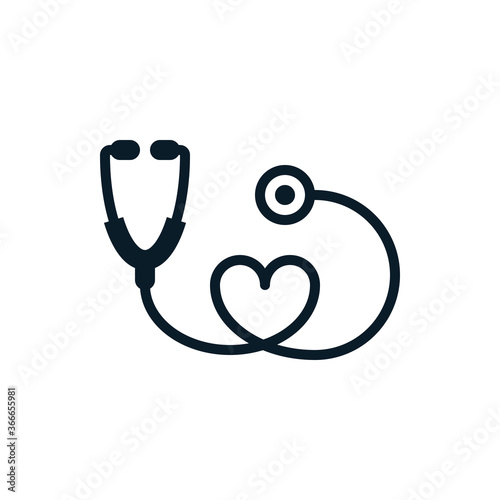 Stethoscope outline icons. Vector illustration. Editable stroke. Isolated icon suitable for web, infographics, interface and apps.