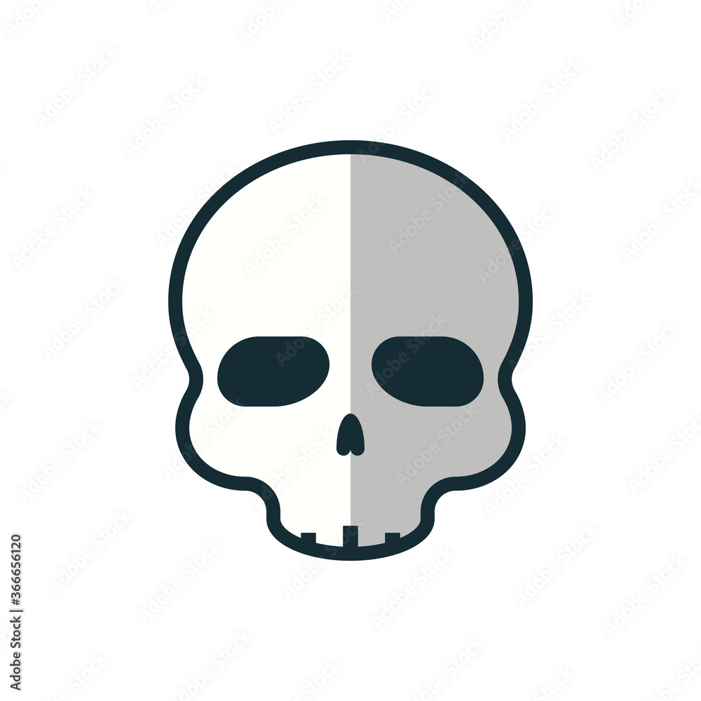 Skull filled outline icons. Vector illustration. Editable stroke. Isolated icon suitable for web, infographics, interface and apps.