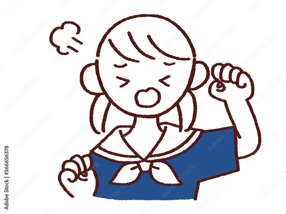 両手を上げて怒り女の子 両手を上げて怒り女の子