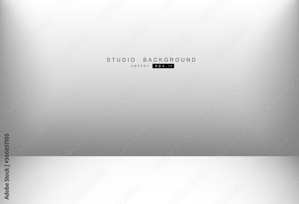 Fototapeta premium Empty White Studio room Backdrop. Light interior with copyspace for your creative project . Vector illustration EPS 10