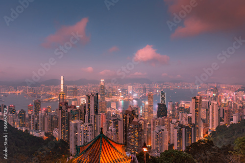 Photography Hongkong skyscraper view from The peak.