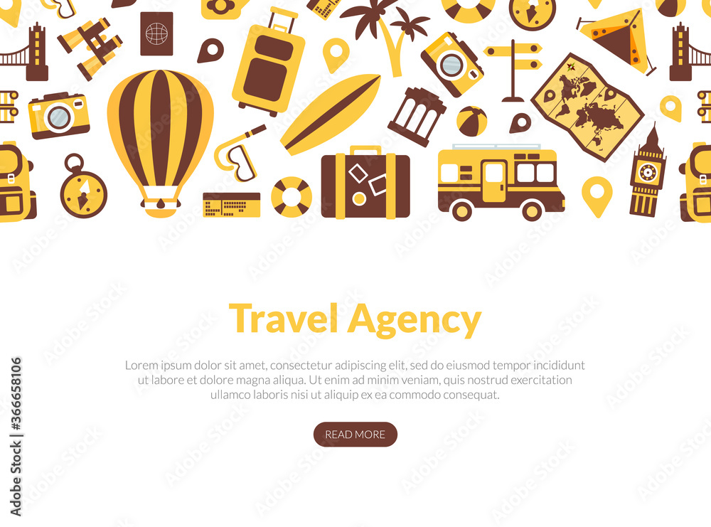 Travel Agency Landing Page Template, Tourism, Vacation, Journey Web Page, Mobile App, Homepage Vector Illustration