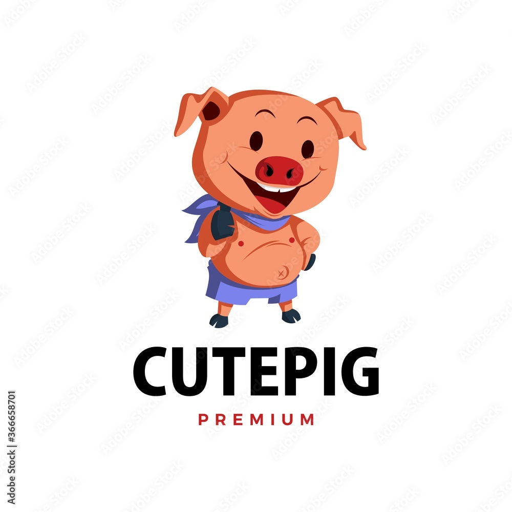 Fototapeta premium pig thumb up mascot character logo vector icon illustration