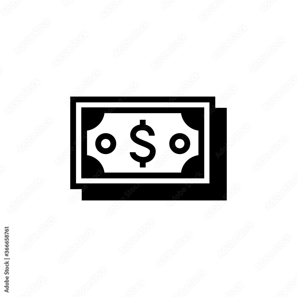 Money icon in black flat glyph, filled style isolated on white background Money icon in black flat glyph, filled style isolated on white background