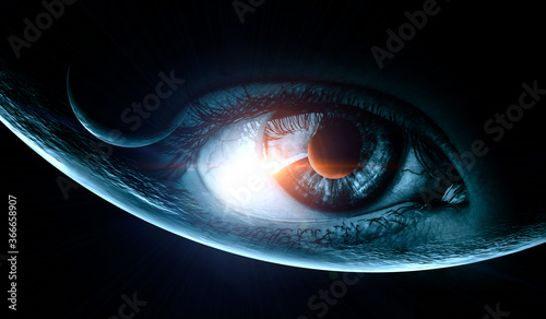 Tablou canvas Human eye and space. Elements of this image furnished by NASA.