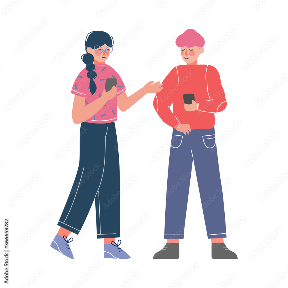 Young People Drinking Coffee and Talking to Each Other, Meeting of Friends or Colleagues Vector Illustration on White Background Young People Drinking Coffee and Talking to Each Other, Meeting of Friends or Colleagues Vector Illustration on White Background