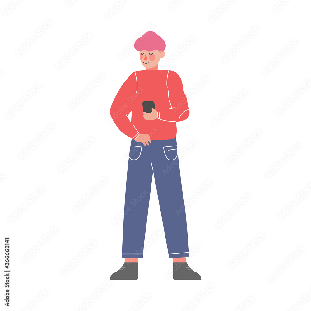 Young Man Standing with Paper Cup in his Hands, Businessman at Working Process or Meeting Vector Illustration on White Background Young Man Standing with Paper Cup in his Hands, Businessman at Working Process or Meeting Vector Illustration on White Background