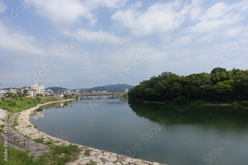 river view near Okayama castle landscape  a Japanese castle in the city of Okayama in Japan