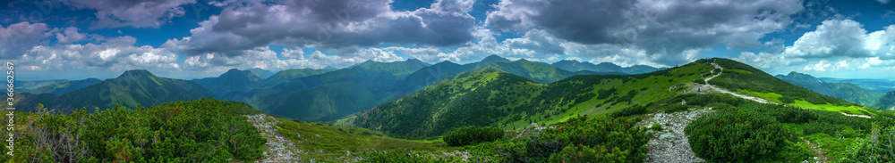 Panorama z okolicy góry Grześ na Tatry Zachodnie - 360 stopni