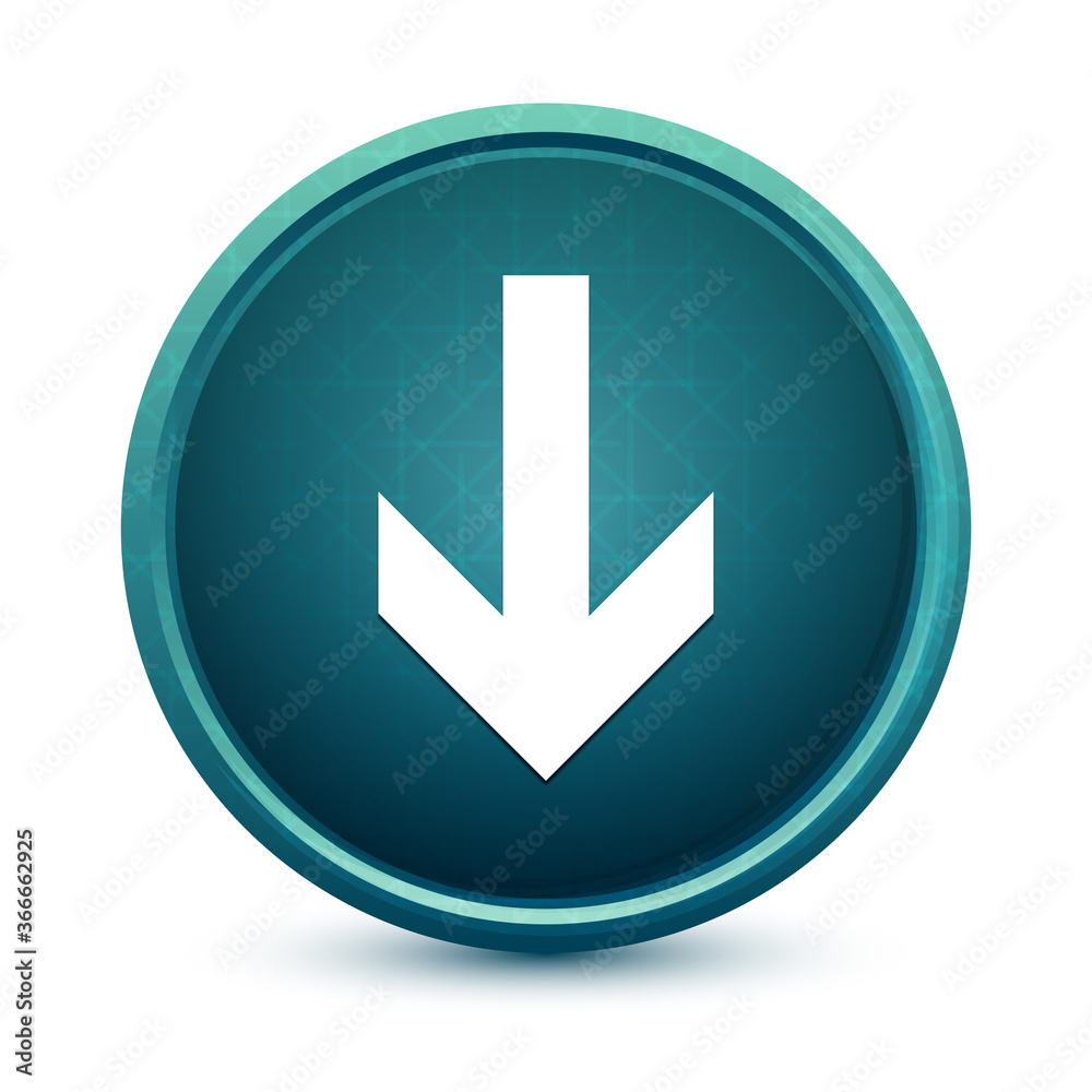 Down arrow icon shiny light blue round button illustration Down arrow icon shiny light blue round button illustration