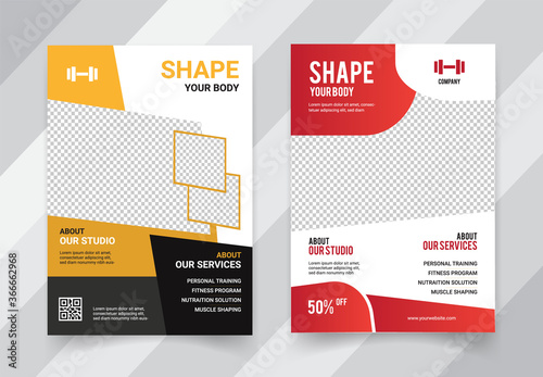 Fitness flyer, shape your body templates design 	
