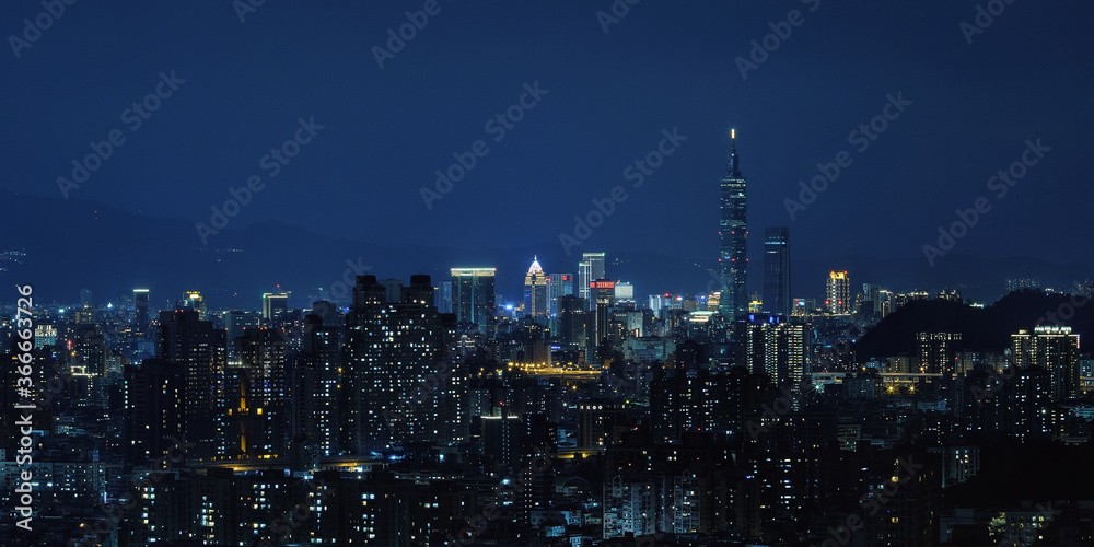 Taipei, Taiwan Night View - Asia business city concept image, modern cityscape building in Taipei, Taiwan.