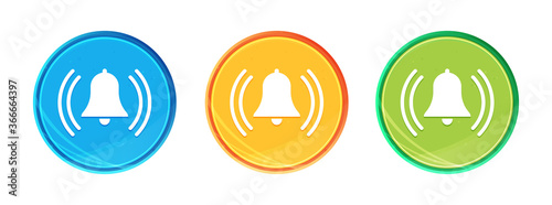 Alarm ringing bell icon clean soft round button set illustration