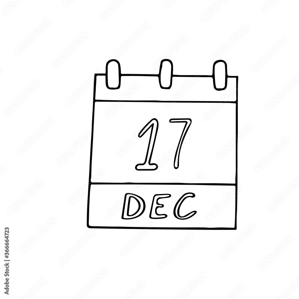 calendar hand drawn in doodle style. December 17. International Day to End Violence Against Sex Workers, date. icon, sticker element for design, planning, business holiday calendar hand drawn in doodle style. December 17. International Day to End Violence Against Sex Workers, date. icon, sticker element for design, planning, business holiday