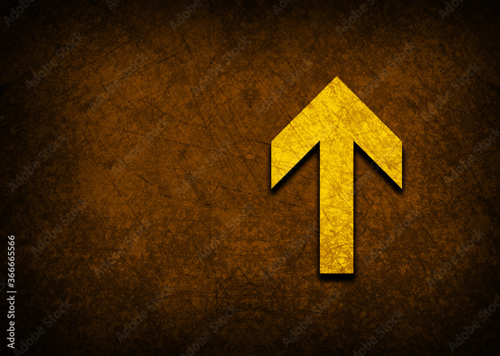 Fotografie Up arrow icon rusty metal texture background illustration