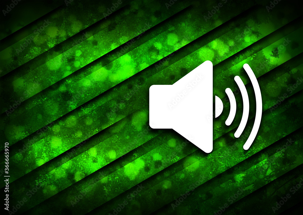 Fotografie Volume speaker icon parallel natural green background illustration