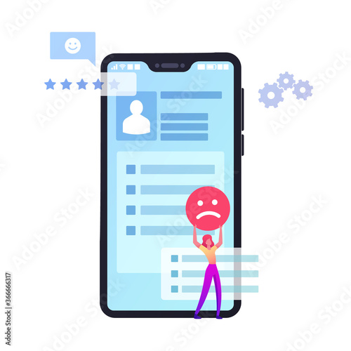 Displeased Client Leave Bad Review or Feedback for Internet Services. Female Character Negative User Experience, Ranking